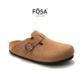 FOSA女士软木拖鞋 真皮牛皮一脚蹬勃肯鞋 半拖百搭女生平底鞋 春秋款