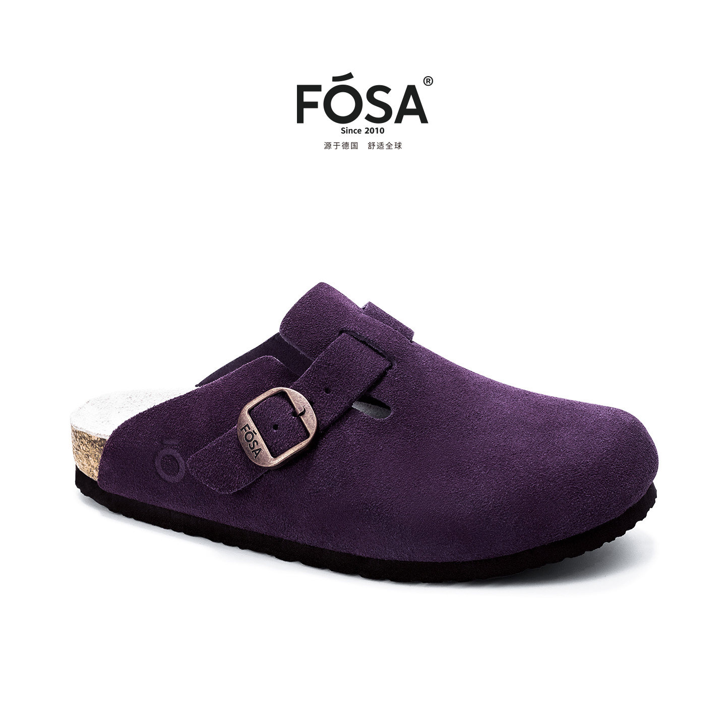 FOSA（女鞋）女士软木半拖鞋男女同款牛皮舒适百搭勃肯鞋大码女鞋