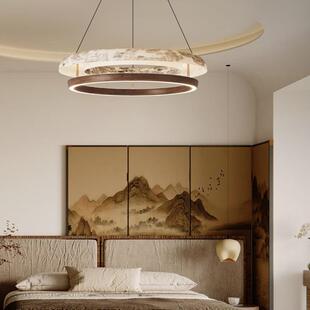 宋式美学吊灯双层中式大厅客厅主灯胡桃木中古圆形卧室餐厅吊顶灯