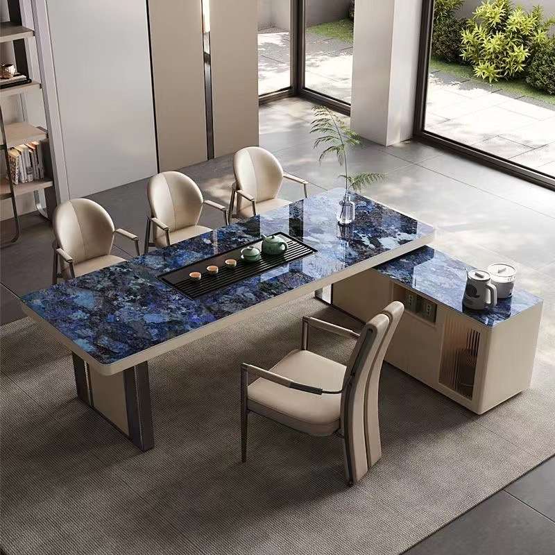 岩板茶桌高端轻奢设计师喝茶桌椅组合家用别墅高级茶台烧水壶一体