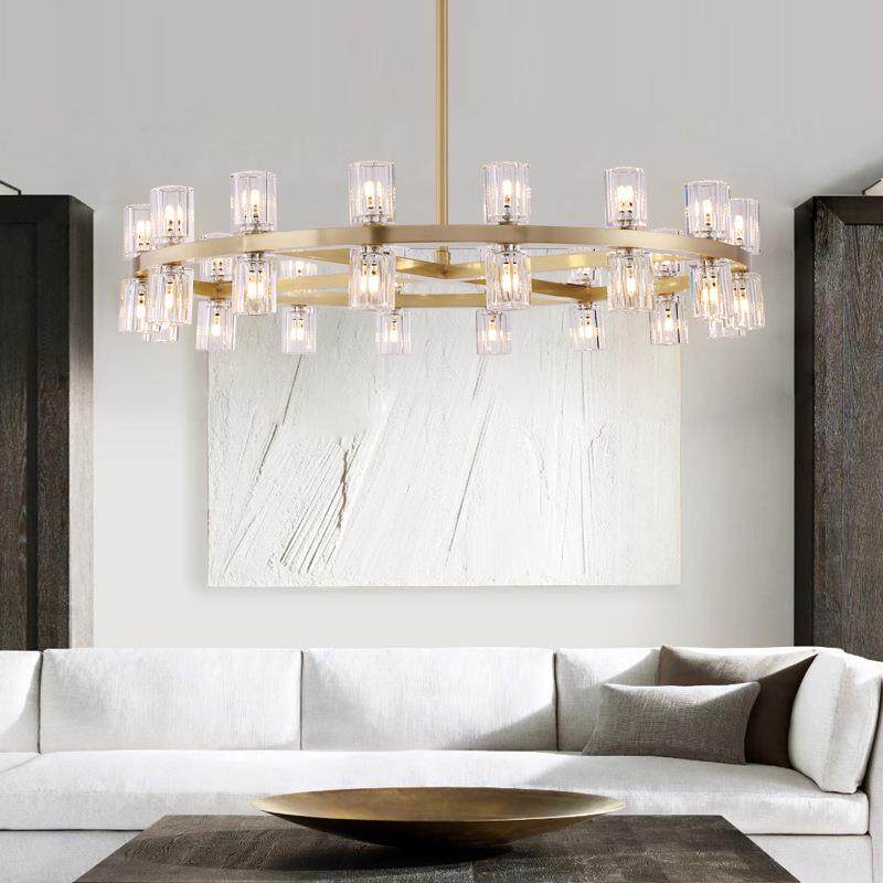 北欧水晶吊灯客厅灯全铜灯具奢华别墅复式楼大厅主灯简约现代灯具