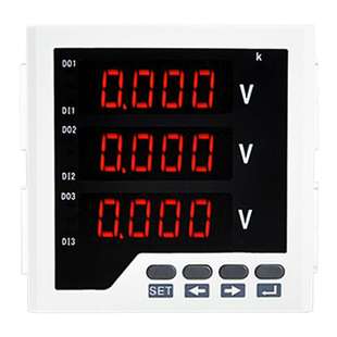 伊莱科ELE AC450V三相数显交流电压表数字电表96x96 3AV33