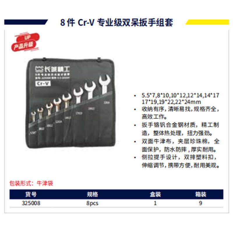 长城 Cr-V专业级双呆扳手组套 8件 8pcs 325008