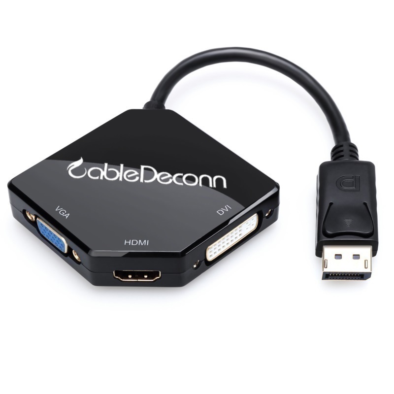 DP转HDMI VGA DVI 三合一转换器显卡Fdisplayport接显示器转接线