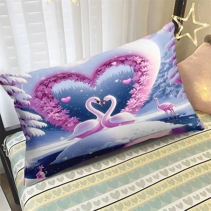 天鹅抱枕中式靠枕套卧室床v头长方形靠垫客厅沙发腰垫汽车靠背枕