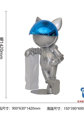 酒店样板间玄关大型雕塑售楼部网A红太空猫摆件创意人物装饰艺术