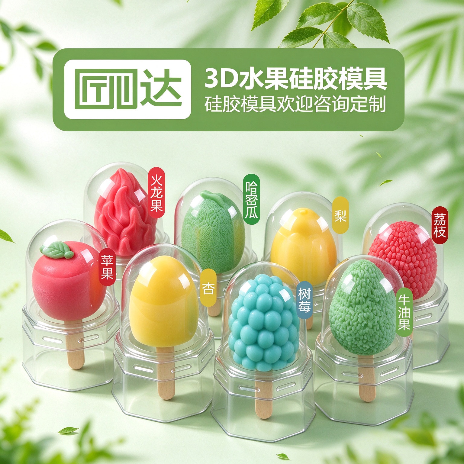 立体水果雪糕硅胶模具3D烘焙模型冰块创意烘焙慕斯果冻布丁手工仿
