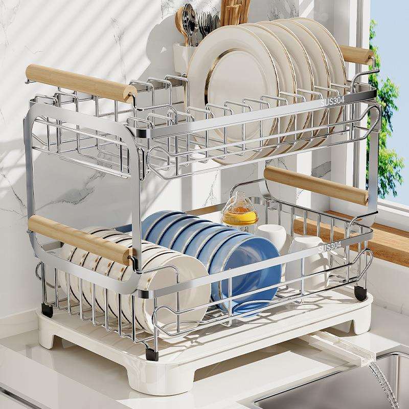 不锈钢碗架厨房置物架台面家用单层沥水盘架大容量碗筷碗碟收纳架
