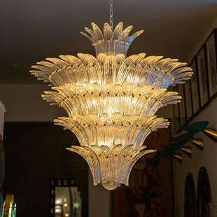 Murano穆拉诺复古手工别墅复式玻璃中古轻奢浪漫客厅主吊灯复古风