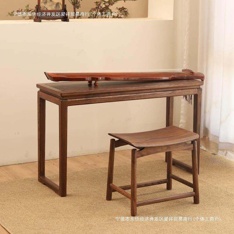 新中式禅意古琴专用桌凳实木共鸣琴桌琴凳老榆木写字书桌小型茶桌