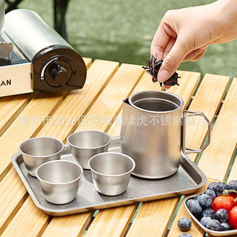 户外钛化合金便携式旅行快客杯茶具套装茶壶茶杯露营简约泡茶器