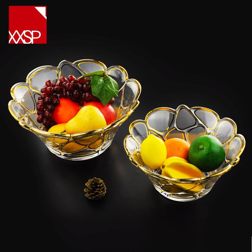 XXSP 欧式轻奢创意水晶玻璃果盘家用客厅时尚水果盘干果盘现货