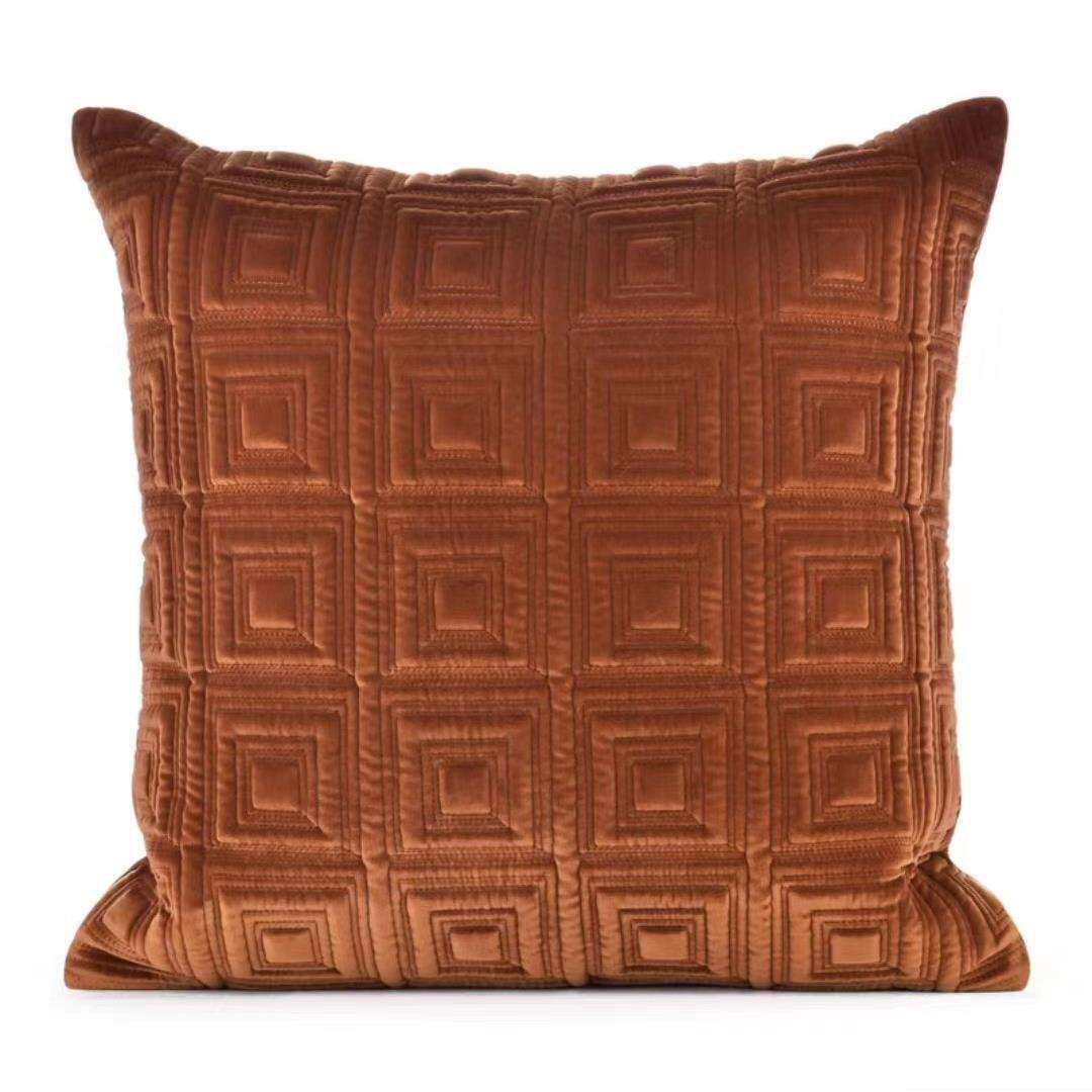 样板房酒店客厅抱枕绗缝方枕现代软装样板间靠垫套