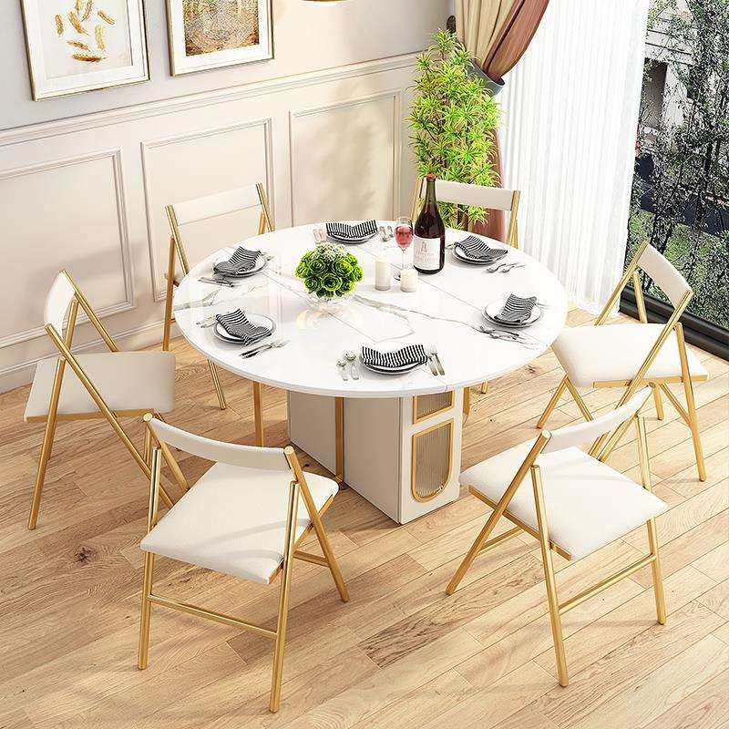 4I轻奢可折叠圆形岩板餐桌小户型家用现代简约收缩多功能伸缩饭桌,3C数码配件,USB灯,淘宝优惠券,粉丝福利购,淘宝优惠卷