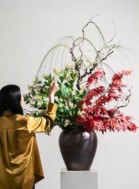 11111Rzone 高端酒店样板房装饰摆件新中式古典仿真花酒店大堂大