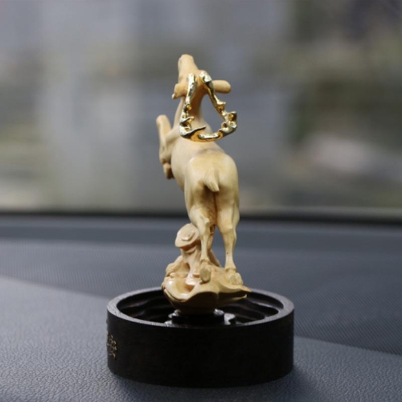 乐清黄杨木雕飞鹿动物扩香器工艺品精品客厅车载一路顺风装饰摆件