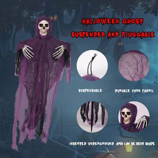 跨境万圣节骷髅小吊鬼挂件可悬挂可地插三件套带手挂鬼鬼节密室户