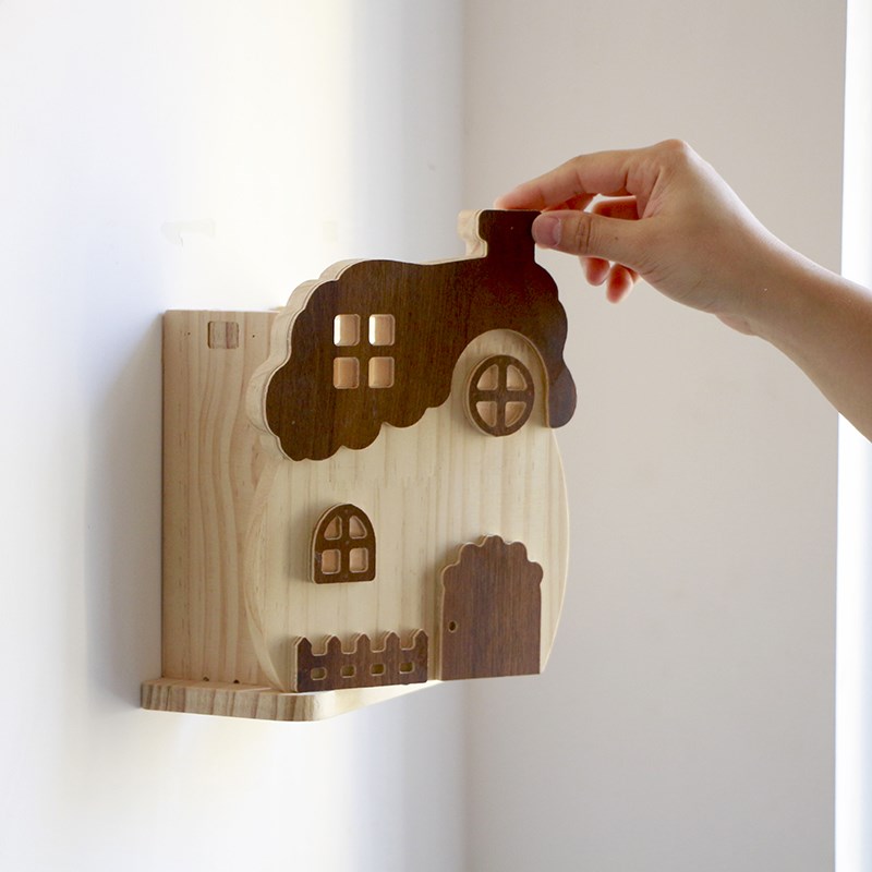 实木小木屋防漏电开 关插座面板遮挡装饰框M墙贴防触电保护套