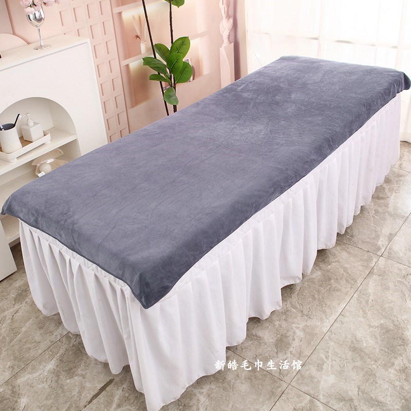 美容院专用铺床毛巾带洞推拿理疗店床单大浴巾N趴巾吸水可定制log