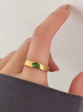 带LA洗尾戒马指环不钻可褪色2023镀K金潮绿戒指LUNA手夏新食指眼