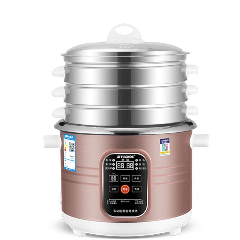 半球电饭锅304不锈钢2L3L4L5L6L多功J能家用老式电饭煲带蒸笼3-4