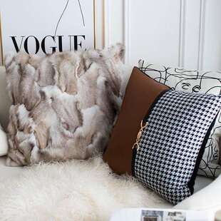 现代美式轻奢咖色系抱枕套酒店民宿家具厂沙发靠垫设计师方枕