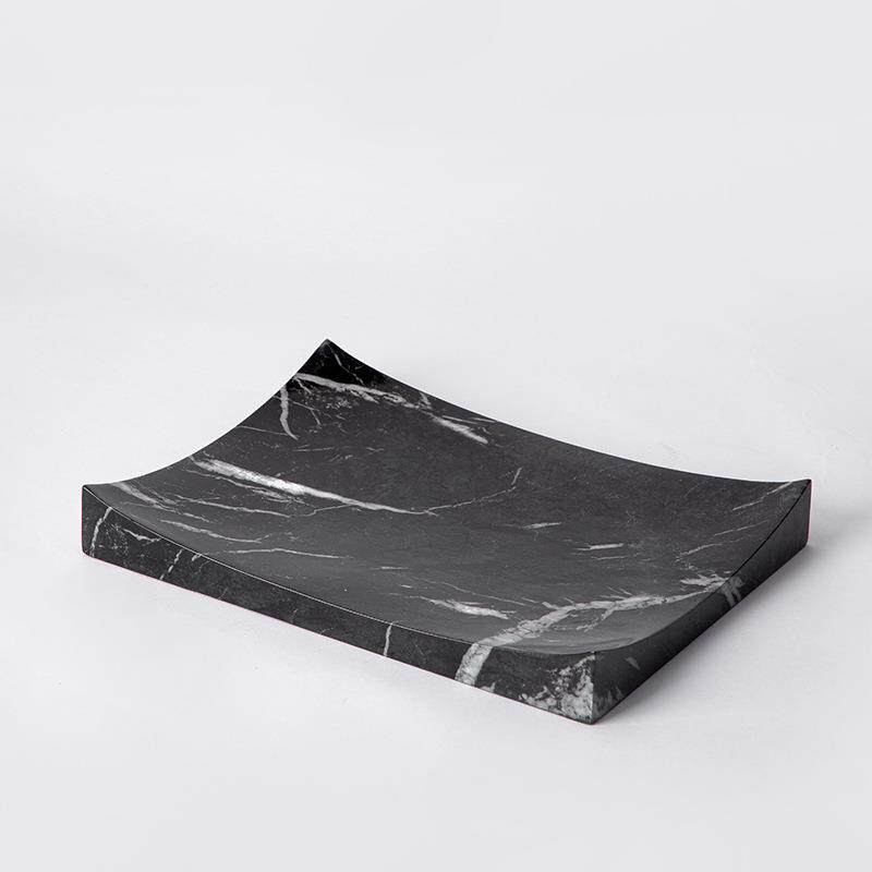 大千新大理石纹创意果盘托盘 现代树脂工艺品 边柜组合糕点盘配饰