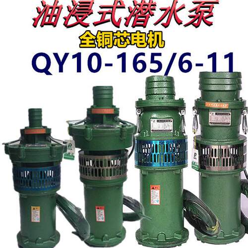 QY10-165/6-11油浸泵11KW2寸多级潜水泵农用深井高杨程池塘抽水机