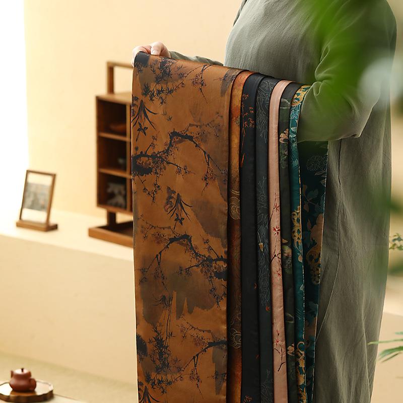 中国风香云纱双面防水茶席茶桌布古风印染茶垫古朴禅意桌旗茶