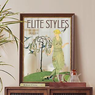 法式复古客厅镜面装饰画美式小众艺术卧室玄关柜摆画创意镜子挂画