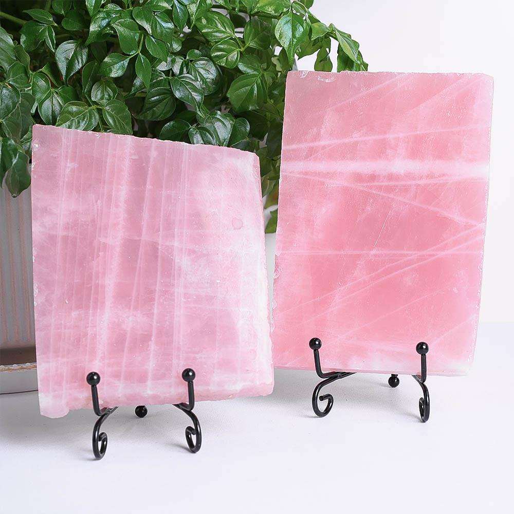 天然粉水晶切片原晶石切割打磨家居办公装饰灵摆风水能量摆件