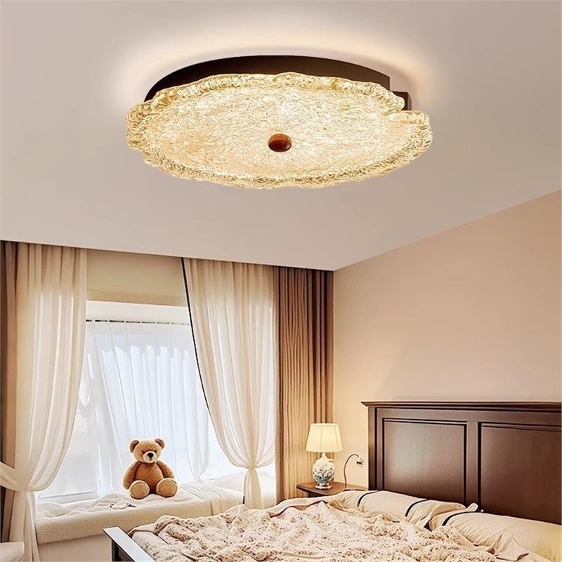 意式轻奢液态水晶树脂复中古风设计师创意荷叶主次卧室书房吸顶灯