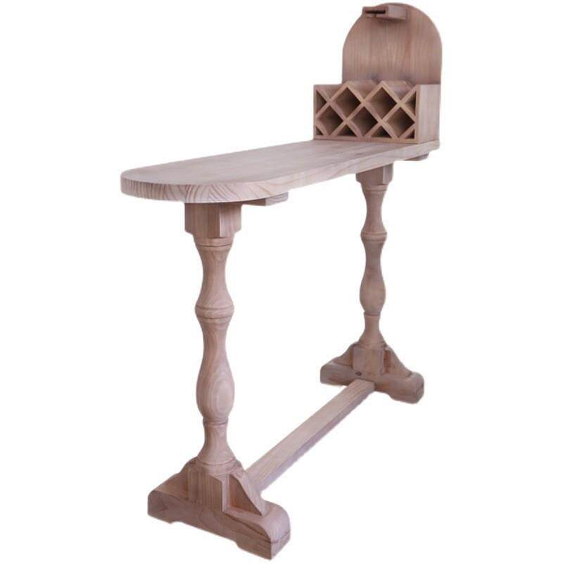 美式复古创意靠墙罗马餐桌实木吧台桌子家用厨房隔断民宿高脚桌椅