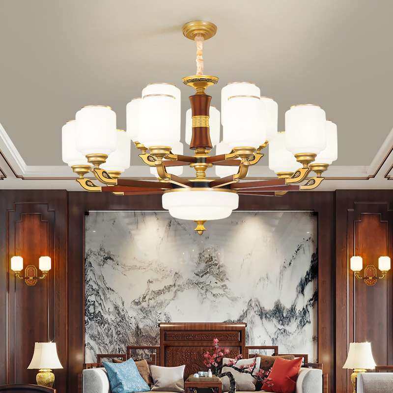 实木客厅吊灯中国风新中式木艺2024新款主灯套餐组合卧室简约大气