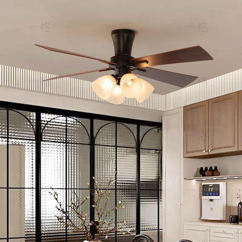 法式风扇灯中古客厅吊灯南洋风吊扇灯卧室美式复古电扇餐厅吊灯