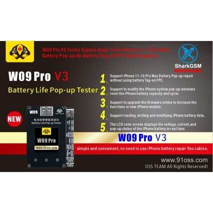 OSS-W09pro V3手机电池改效率卡100仪器11-15P免电池排线修复弹窗