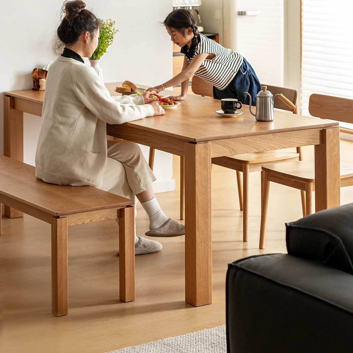 现代家具实木长凳家用换鞋凳北欧长条凳卧室床尾凳简约长凳子餐椅