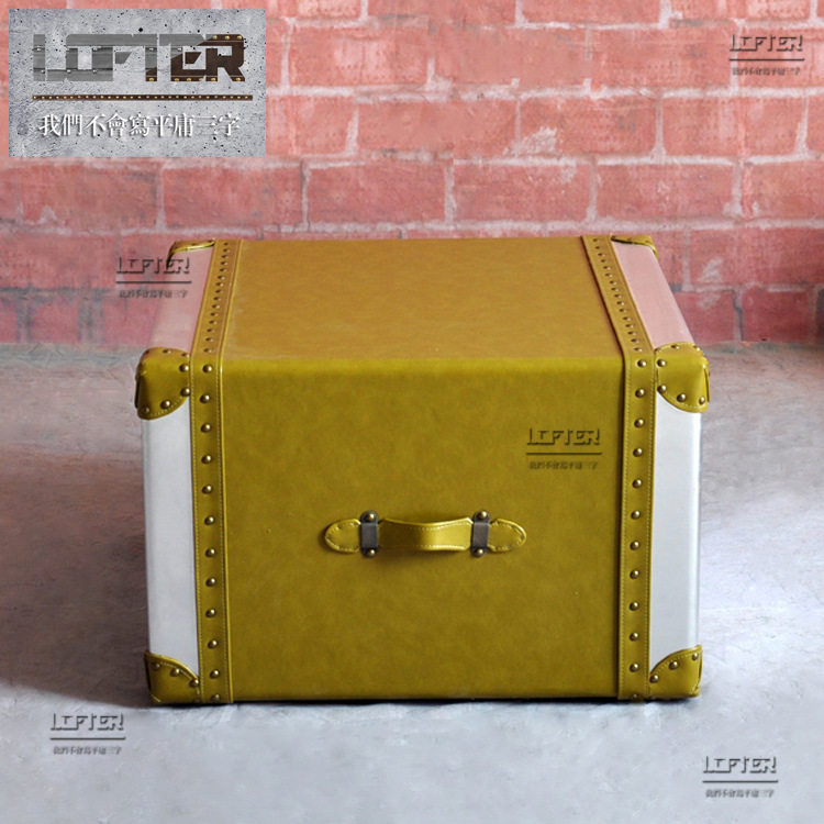 美式乡村皮艺方形个性茶几LOFT工业风航空金属铝皮铆钉咖啡茶几