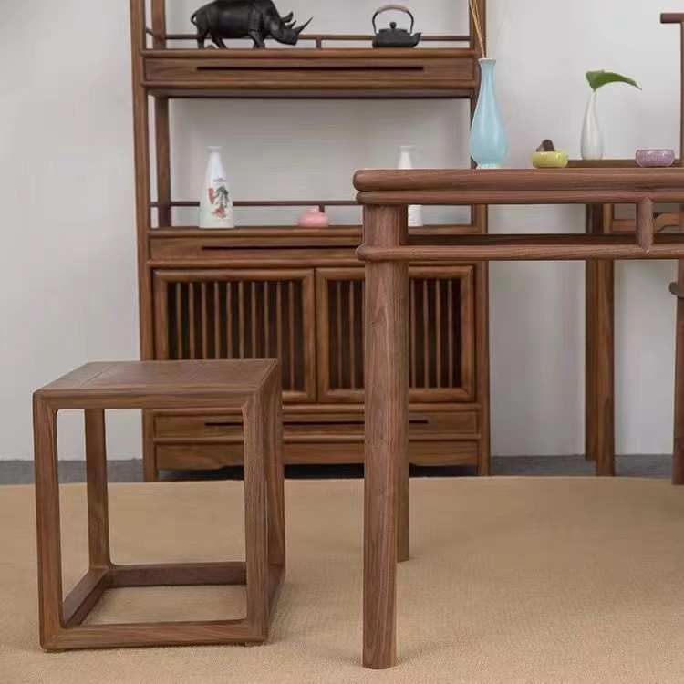 新中式换鞋凳老榆木茶室方凳全实木茶室方凳客厅家用老榆木矮凳