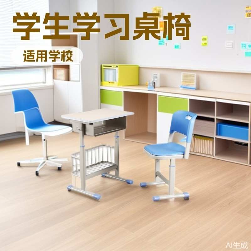 学生课室桌椅 学生学习桌辅导班写字桌椅单人学习桌椅套装