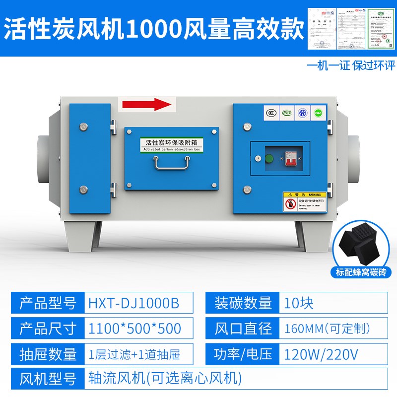 活性炭风机一体h机吸附箱工业废气漆雾净化二级处理过滤器环保设