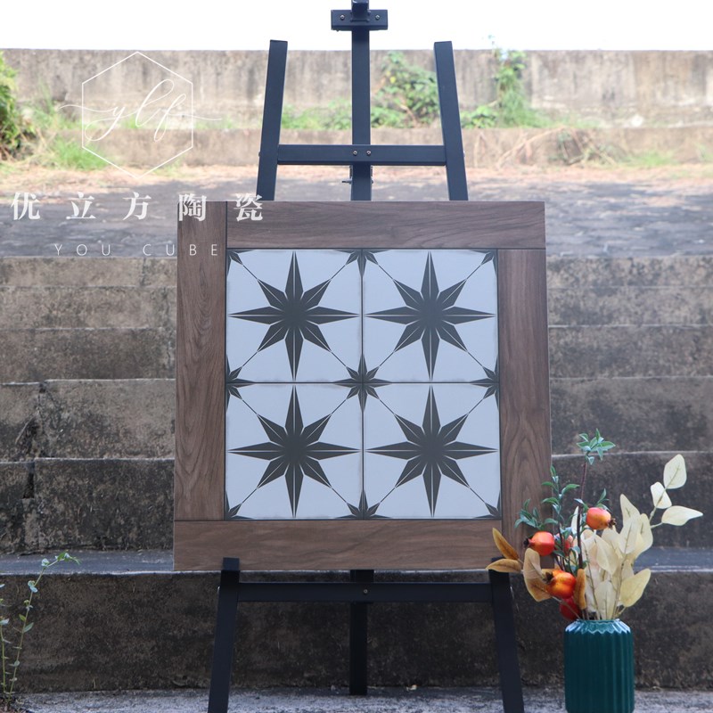 法式复古木纹拼花砖600X600 餐饮酒吧K咖啡店地砖客厅阳台防滑瓷