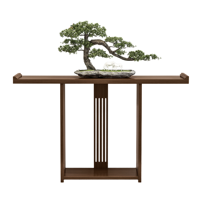 新中式实木玄关桌禅意玄关台花架走F廊门厅长条案供桌酒店端景台