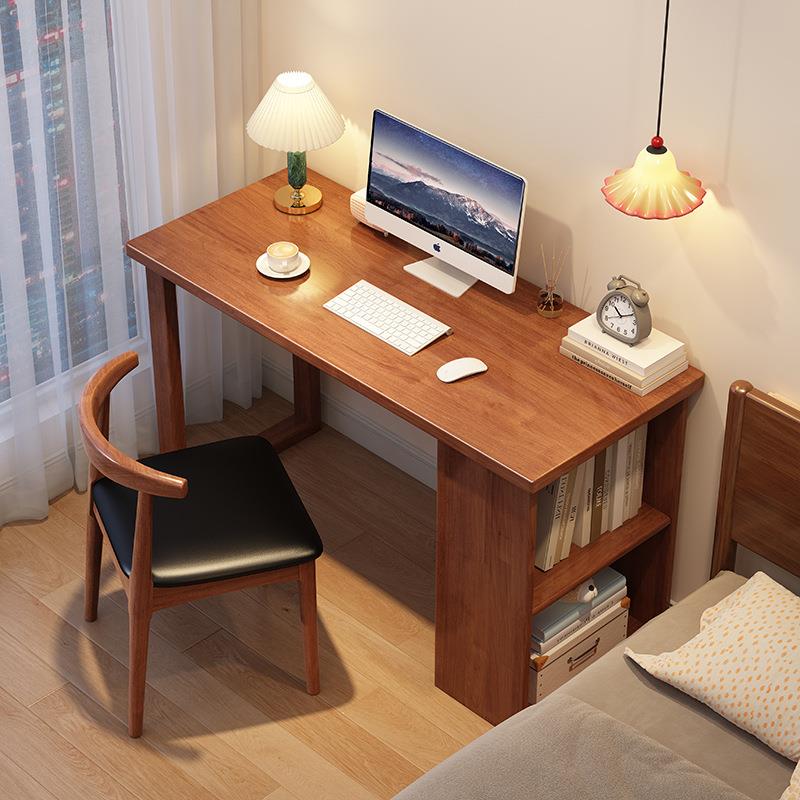 实木书桌书柜一体学生家用客厅书房学习桌子小户型卧室床边电脑桌
