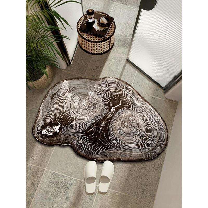 #木纹浴室地垫吸水防滑脚垫洗手间免洗地毯异形年轮家用洗漱台润