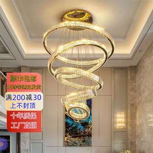 别墅客厅大吊灯LOFT复式楼挑空吊灯广东中山灯具现代轻奢楼梯吊灯