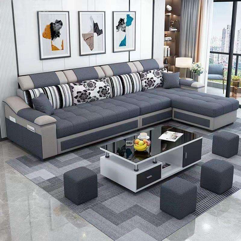 新款皮配布科技布沙发大小户型两用现代客厅简约免洗家具布艺沙发