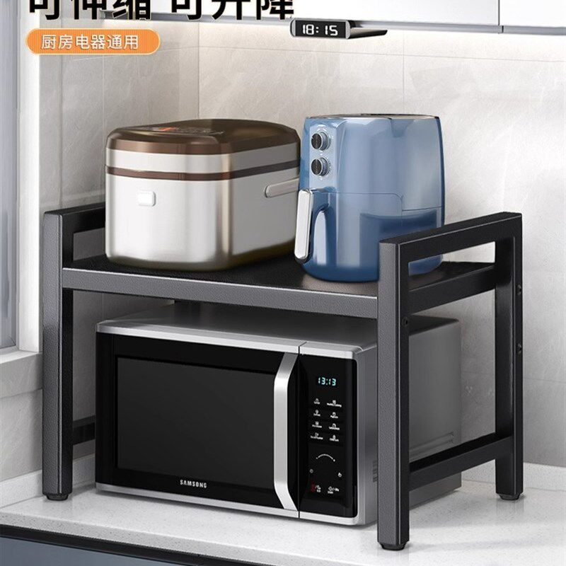厨房微波炉置物架厨房家用台面烤箱F支架多层电饭锅配菜备菜盘