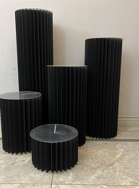 黑色罗马柱j甜品台摆台橱窗路引圆柱