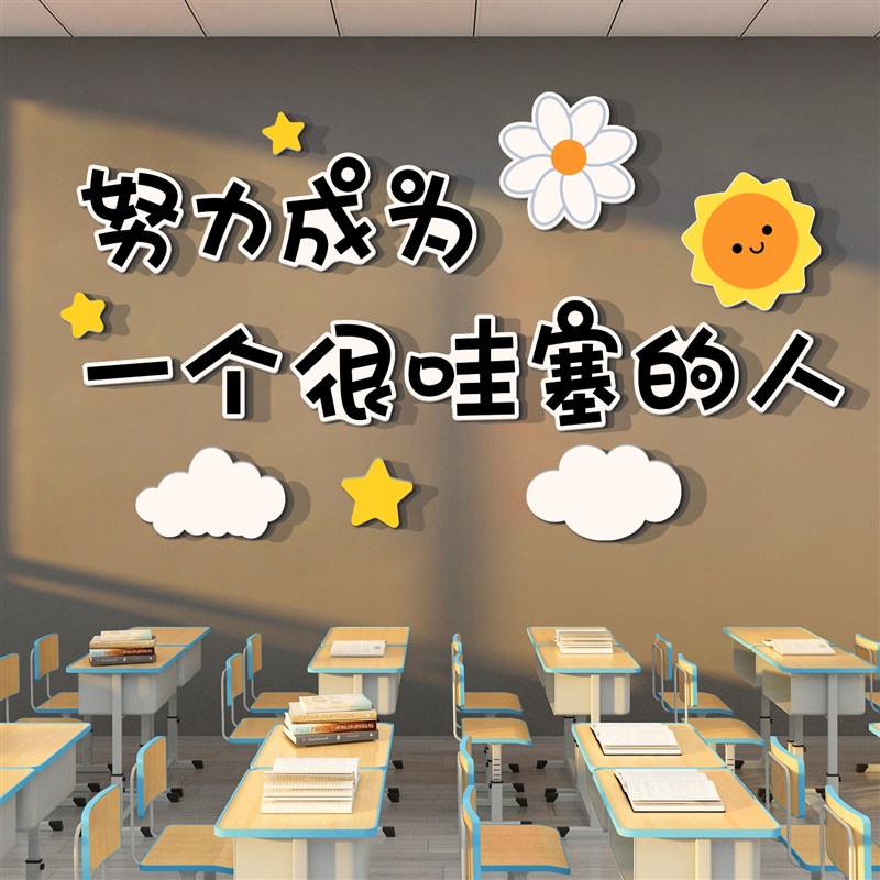 教室布置装饰托h管班级文化墙贴高三中自习培训机构黑板报励志标